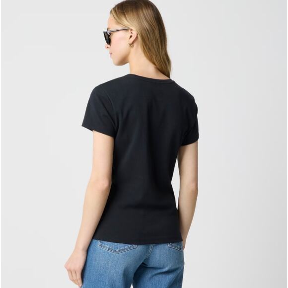 J.Crew Essential Short-Sleeve Crewneck Tee WMNS XS Black Stretch Cotton Slim Fit - Picture 2 of 8
